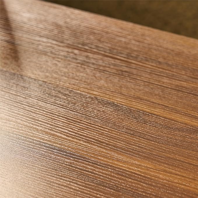 Saint Mossi Tadio Double Layer Glass Coffee Table for Living Room, Brown Glass & Coffee Brown MDF Bottom Shelf