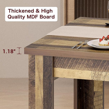 CABIHOME 63" Dining Table for 4-6, Large Farmhouse Rectangular Kitchen Dining Room Table, Wooden, Thick Frame & Sturdy Triangular Legs, Strong Wood Base for Small Space, Dinner, Kitchen, Rustic Brown