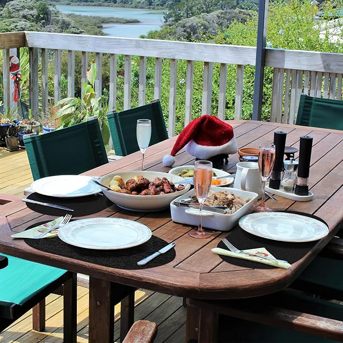 Placemats for Dining Table Set of 4 Non-Slip, Heat Resistant Leather Placemat Double Layer, Waterproof Table Mats Easy to Clean for Kitchen Dining Room Coffee Office Table, Black