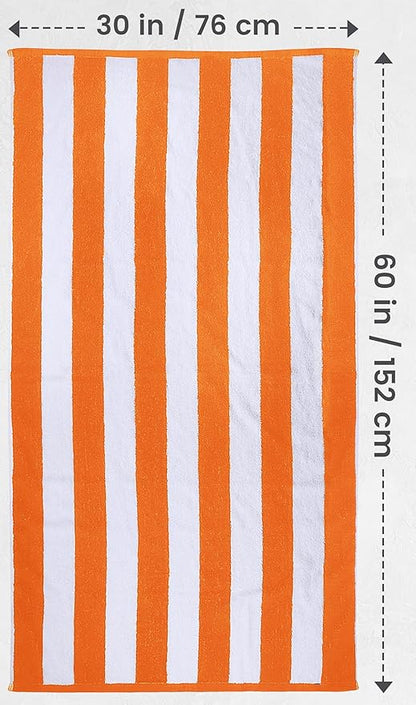 Utopia Towels 4 Pack Cabana Stripe Beach Towel, 30 by 60 Inches 100% Ring Spun Cotton Bath Towels for Beach, and Swim, Orange