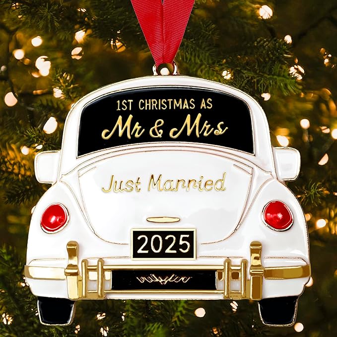Wedding Gifts for Couples 2025,Mr and Mrs Gift for Newly,First Christmas Married Ornament 2025,Bridal Shower Gift for Bride