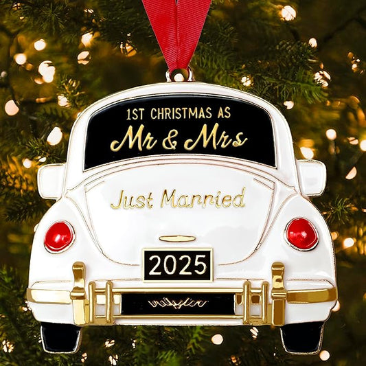 Wedding Gifts for Couples 2025,Mr and Mrs Gift for Newly,First Christmas Married Ornament 2025,Bridal Shower Gift for Bride