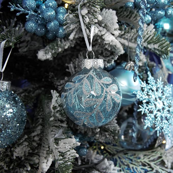 XmasExp Christmas Ball Ornaments Set 12ct Large Shatterproof Pastic Christmas Tree Decorations Hanging Ornaments for Xmas 70mm/2.76",Babyblue