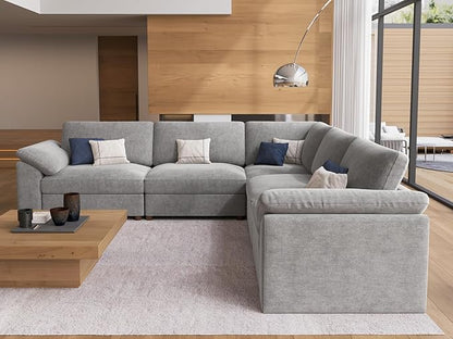EASE MOOSE Oversized Modular Sectional Sofa, Extra Large L Shape Sectional Couch,Comfty Wide Deep seat Modular Sofa for Living Room, Removable Cover,Light Gray