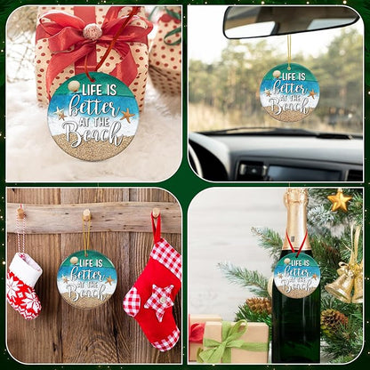 OASSIE Christmas Beach Gifts for Women Men - Ceramic Christmas Ornaments 2025 for Tree Decorations - Beach Themed Gifts for Mom Dad Family Friends Couple, Beachy Decor for Xmas Decorations