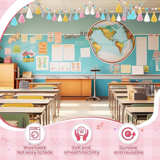 Syhood 4 Pcs Christmas Pom Pom Tassel Garland Felt Pompom Ball Banner Christmas Tassel Garland for Xmas Tree Hanging Decorations Party Supplies Home Decor(Soft Color)