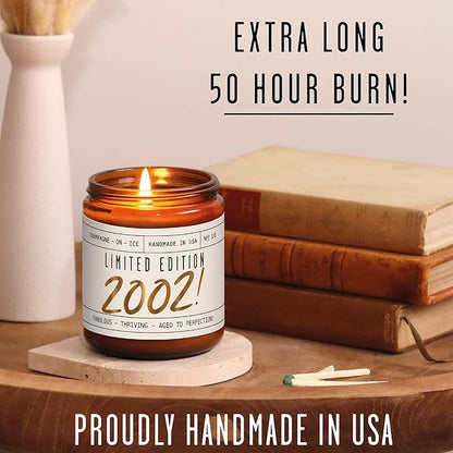 23rd Birthday Gifts for Women - 'Limited Edition 2002' Soy Candle, w/Champagne on Ice I 23 Birthday Gifts for Women I 23th Gift for Her Ideas I 9oz Reusable Jar, 50Hr Burn, Made in USA