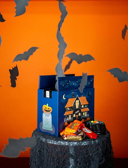 Send A Cake Haunted House Halloween Box with Flying Bat & Candy Kaboom – 3" Chocolate Witch Cauldron Cake – Fun Halloween Treat Delivery for Kids & Adults