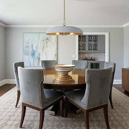 LamQee 20 Inch Oversized Large Pendant Lights, 3-Lights Gray and Gold Modern Dome Chandelier, Nordic Metal Pendant Lighting Fixture Ceiling Hanging for Kitchen Island, Dining Room Over Table, Bar