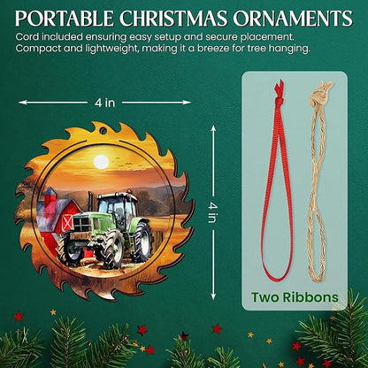 OASSIE Tractor Christmas Ornament 2025 - Wooden Rustic Farmhouse Ornaments for Tree Decoration - Tractor Ornaments Gifts for Women Men Friend, Rustic Gifts for Farmers, Farmhouse Christmas Decorations