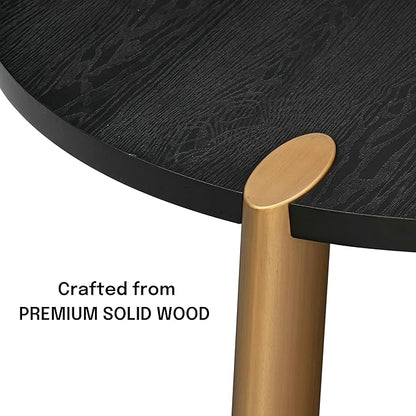 NTC 40 Inch Tribase Boho Wooden Round Coffee Table for Living & Dining Rooms – Waterproof & Heat Resistant, Burnt Black