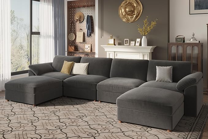 EASE MOOSE Modular Sectional Sofa,Oversized U Shape Sectional Couch with Ottoman,Wide Deep Modular Cloud Couch,Removable Cover