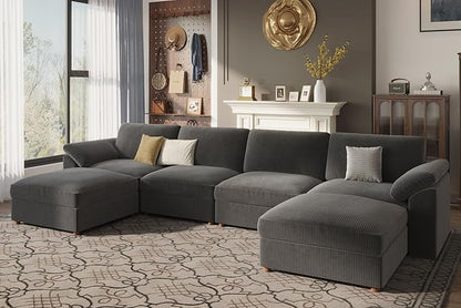 EASE MOOSE Modular Sectional Sofa,Oversized U Shape Sectional Couch with Ottoman,Wide Deep Modular Cloud Couch,Removable Cover