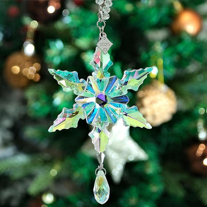 2025 Annual Christmas Ornaments Crystal Snowflake Star - Christmas Tree Ornaments Pendant Sun Catcher Home Hanging Decor (2025 Colored Crystal 2 Layers)
