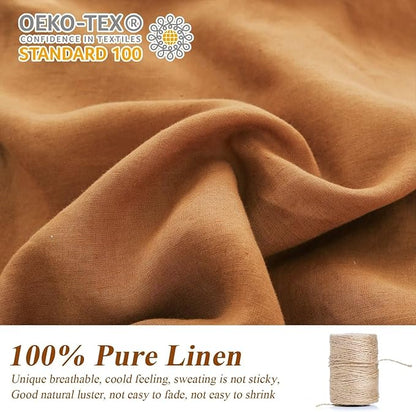 Simple&Opulence 100% Linen Duvet Cover Set, 3 PCS Natural French Flax Rust Duvet Cover California King Size, Breathable Soft Comfy Linen Bedding Comforter Cover with 2 Pillowcases(Rust, 104"x98")