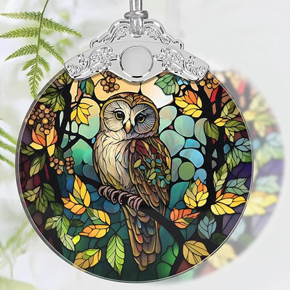 Christmas Ornament, 2025 Ornaments for Christmas Tree, Stained Glass Hanging Ornament, Holiday Ornaments, Unique Gift Idea - Owl on The Branch