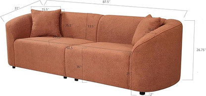 Christopher Knight Home Sabbo 87.50" Curved Oversized 2 Seater Sofa, Upholstered Couch Chair, Soft Seating Lounge Sofa Chair, Cozy Loveseat with Armrest, Reading Sofa for Living Room Home Rest, Orange