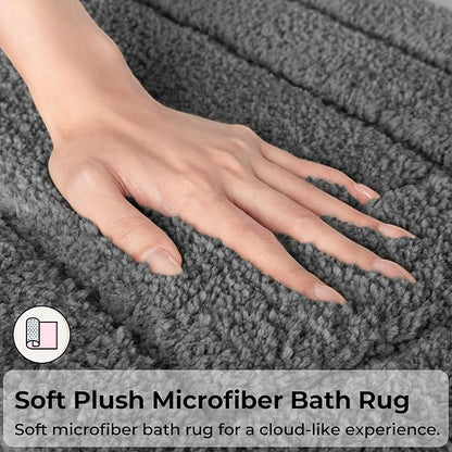 GRANNY SAYS Large Bathroom Rugs Non Slip Washable, 24" x 43", Water Absorbent Bath Mats for Bathroom, Thick Soft Shaggy Bath Rug, Microfiber Shower Room Floor Mat Decor, Deep Gray