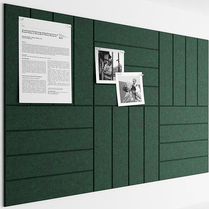 Bumusty Large Cork Board Alternative-36 x24 Felt Bulletin Board Tiles, with 30 Pushpins, 40 Adhesive Tabs, 6-Pack Slat Wall Paneling, Cork Boards for Office Push Pin Board Felt Board-Aurora Green