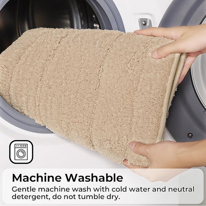 GRANNY SAYS Bathroom Toilet Rugs U Shaped, Bath Mats for Bathroom, Bath Rugs Non Slip Washable, Absorbent Microfiber Toilet Mat, Soft Plush Shaggy, 20" x 24", Khaki
