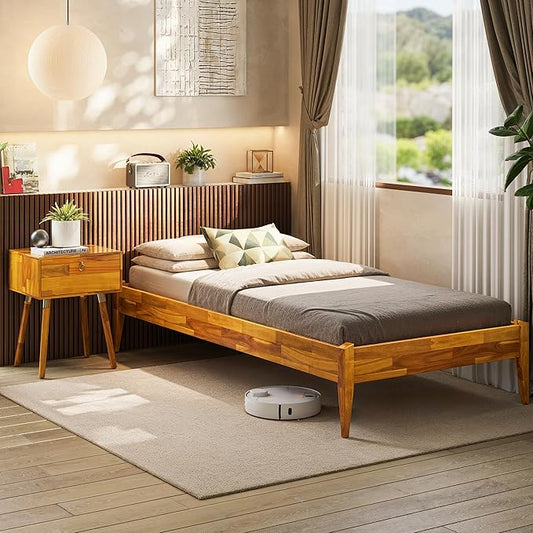 Dinkee Basic Bed Frame Without headboard - Caramel -Twin