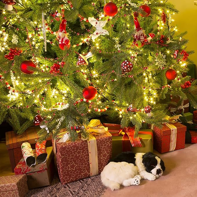 Red Beads Garland for Christmas Tree,66 Feet Plastic Pearl Strands Chain Beaded Garlands for Holiday Décor and Crafts