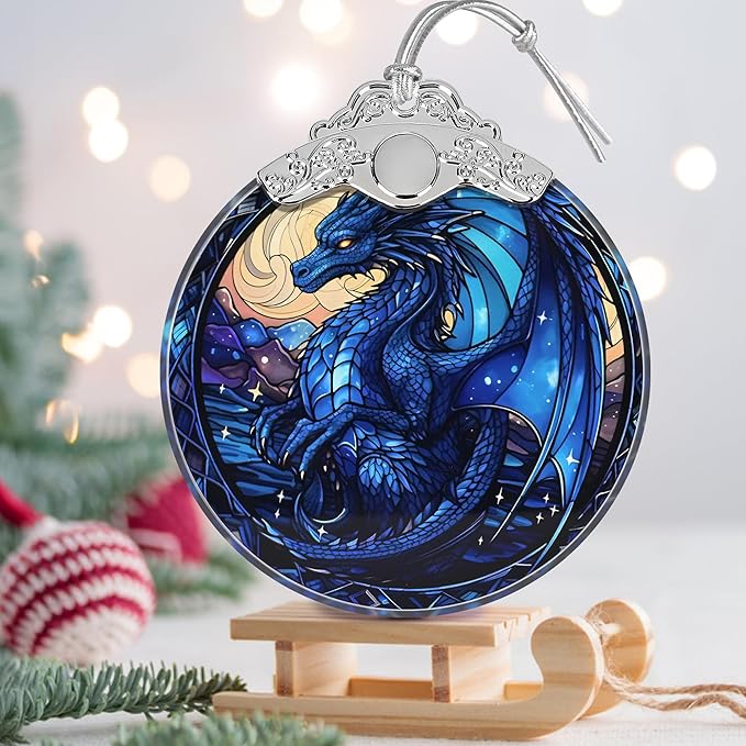 Beautiful Irina Dragon Stained Glass Orament - Christmas Ornament - Christmas Decorations for Tree - Holiday Present ldeas - Gift Exchange