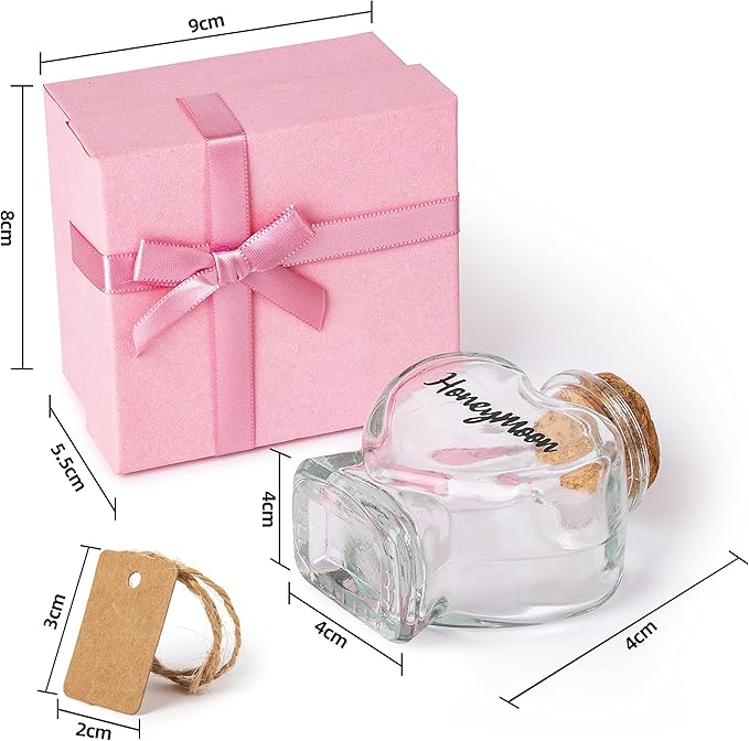 Honeymoon Sand Keepsake Jar，Bridal Shower, Wedding, Engagement, Honeymoon, Travel Gift for Couples, Newlywed, Fiance(Gift Box Includes) - 40ml Heart Shape Glass