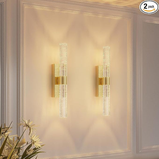 camuucci Battery Operated Gold Wall Sconces Set of 2 Rechargeable Battery Powered Wall Light with 12000mAh Not Hardwired Dimmable Wall Lamp Fixtures for Bedroom Living Room 15.3 Inches