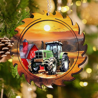 OASSIE Tractor Christmas Ornament 2025 - Wooden Rustic Farmhouse Ornaments for Tree Decoration - Tractor Ornaments Gifts for Women Men Friend, Rustic Gifts for Farmers, Farmhouse Christmas Decorations