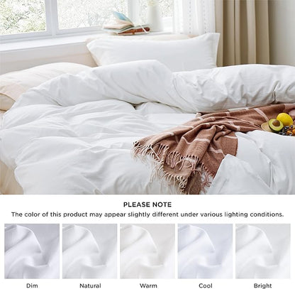 Bedsure White Duvet Cover Queen Size - 3 Pieces Prewashed Extra Soft Bedding Set, Includes 1 Duvet Cover 90x90 Inches with Zipper Closure & 2 Pillow Shams, Comforter Not Included