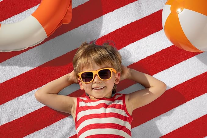 Utopia Towels 4 Pack Cabana Stripe Beach Towel Oversized 100% Ring Spun Cotton Beth Towels Highly Absorbent Quick Dry, Red