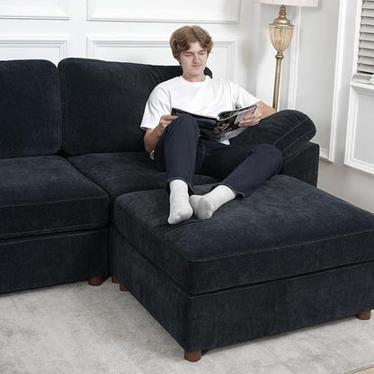 EASE MOOSE Oversized Modular Sectional Sofa with Ottoman, Modern Luxury Wide Deep Modular Couch, U Shaped Couch for Big Spaces Living Room,Blue