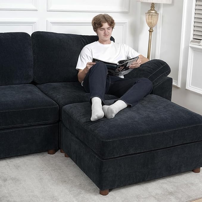 EASE MOOSE Oversized L Shape Sectional Couch,Extra Large Deep seat Gray Sectional Modular Sofa for Living Room,Blue