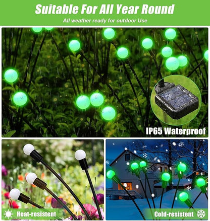 Solar Firefly Light, Christmas Lights for Outside Decorations, 4 Pack 24 LED Green Solar Garden Lights, Outdoor Waterproof Garden Decor for Yard Patio Pathway Lawn Christmas