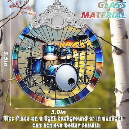 Drum Kit Stained Glass Orament - Christmas Ornament - Christmas Decorations for Tree - Holiday Present ldeas - Gift Exchange