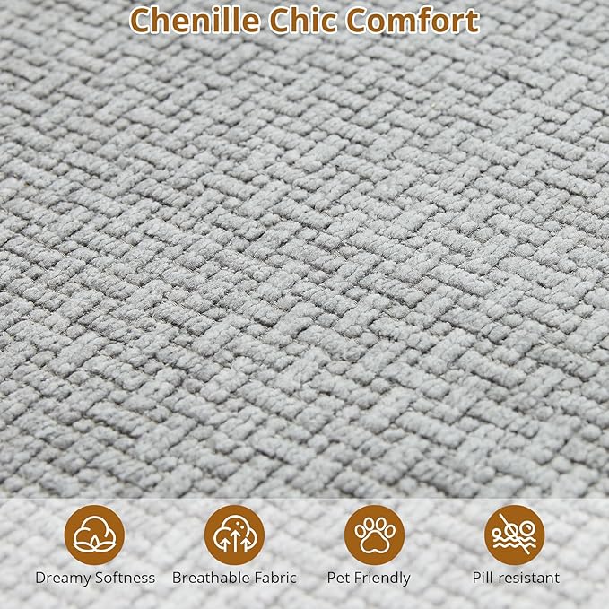 106” Curved Modular Sectional Sofa, Cloud Sectional Couch with Chaise/Deep Seat/Armrest/Chenille Fabric, No Assembly Required, Space-Saving, Boneless Compression Sleeper Sofa for Living Room