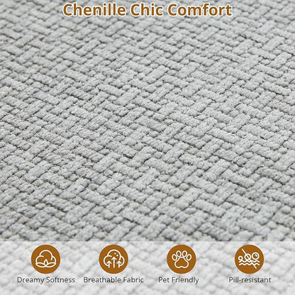 106” Curved Modular Sectional Sofa, Cloud Sectional Couch with Chaise/Deep Seat/Armrest/Chenille Fabric, No Assembly Required, Space-Saving, Boneless Compression Sleeper Sofa for Living Room