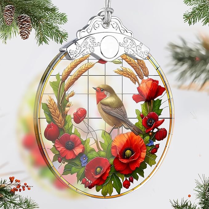 Stained Glass Birds Christmas Ornaments, Birds Christmas Tree Decoration, Hanging Xmas Tree Decor, Gift Idea