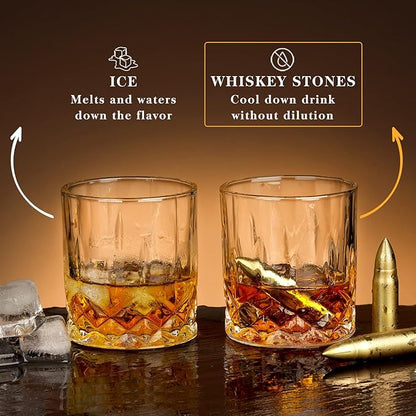 Oaksea Whiskey Stones Gifts Set for Men Dad Him Christmas, Reusable Stainless Steel Ice Cubes for Drinking, Anniversary Birthday Gifts for Husband, Boyfriend, Brother, Bourbon Man Cave Cool Stuff