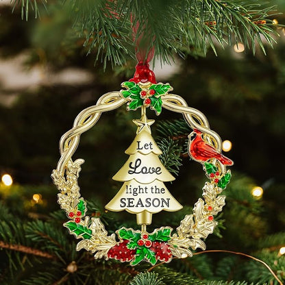 Christmas Tree Ornament Metal Silver Hanging Rotatable Design Charm Holiday Decorative Pendant Gift Keepsake (Golden, 2025)