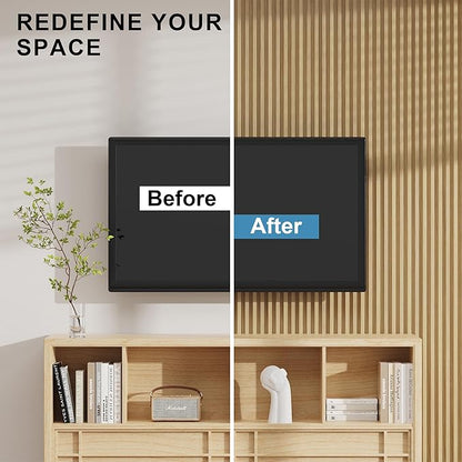 8-Pack WPC Slat Wall Panels - 3D Wall Panels, Water-Proof and Easy Installation, Accent Slat Wall Paneling for Living Room, Office, Teak, 96 x 6.6 Inch