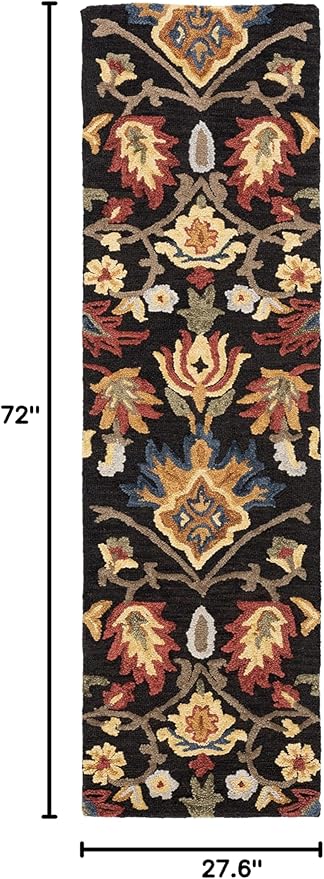 SAFAVIEH Blossom Collection Runner Rug - 2'3" x 6', Charcoal & Multi, Handmade Wool, Ideal for High Traffic Areas in Living Room, Bedroom (BLM402H)