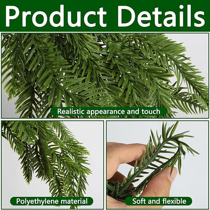Watayo 9.8 Ft Realistic Touch Norfolk Pine Garland, Artificial Realistic Cedar Garland Christmas Garland for Mantle, Fake Norfolk Pine Greenery Garlands for Xmas Fireplace Window Indoor Outdoor Decor
