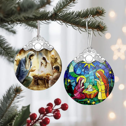 Christmas Ornament, Christmas Tree Decor, Christian Ornament, Nativity Scene, Religious Home Decor, Christian Gifts, Religious Gifts, Gift Exchange, Gift Idea - Pattern C