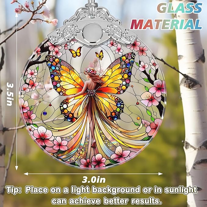 Stained Glass Suncatcher Ornament - Fairy Christmas Decorations - Christmas Ornaments for Tree - Holiday Present Ideas - Gift Exchange