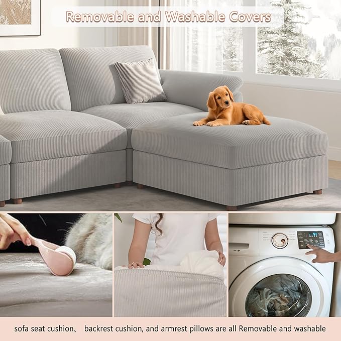 EASE MOOSE Oversized Sectional Modular Sofa,Large L Shape Sectional Couch Wide Deep Seat Modular Cloud Couch,Removable Cover