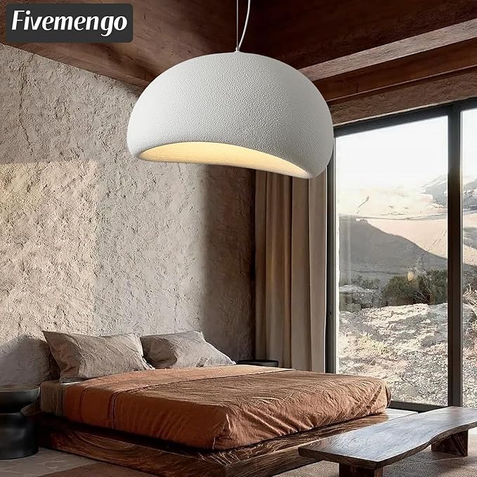 27.6in Large Wabi Sabi Pendant Lights Kitchen Island Lighting Fixture Ceiling Mount White Modern Japanese Lamp Japandi Chandelier for Dining Living Room Bedroom Restaurant Hanging Lamp