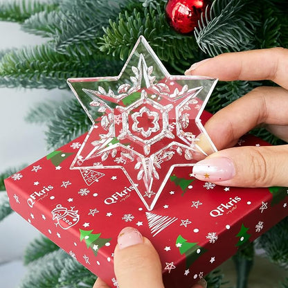 Crystal Snowflake Ornaments for Christmas Tree, 3.5" Clear Glass Snowflake Ornaments, 2025 Crystal Christmas Snow Flake for Tree, Xmas Gift for Home Decoration
