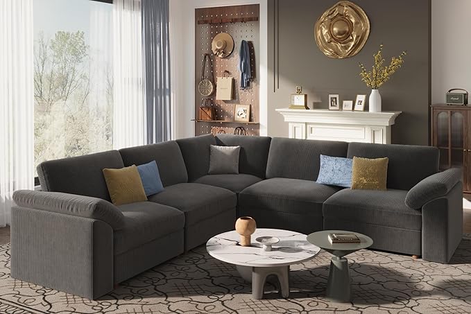 EASE MOOSE Oversized Modular Sectional Sofa, Extra Large L Shape Sectional Cloud Couch,Comfty Deep Seat Wide Modular Sofa for Living Room Removable Cover